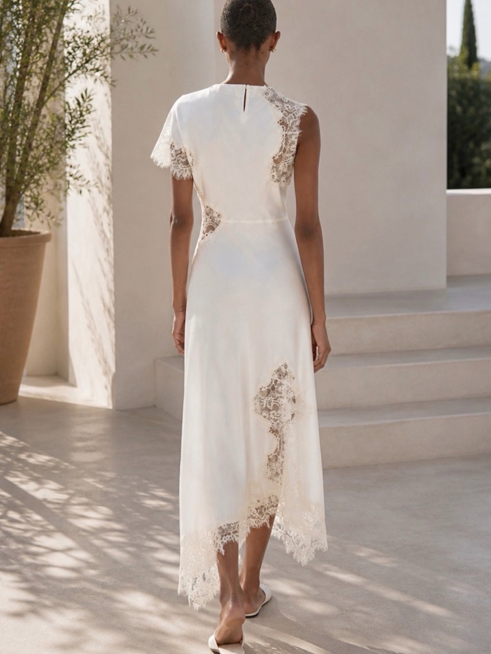 Last chance A.L.C. Alessia Textured Satin And Lace Maxi Dress - Picture 8 of 15